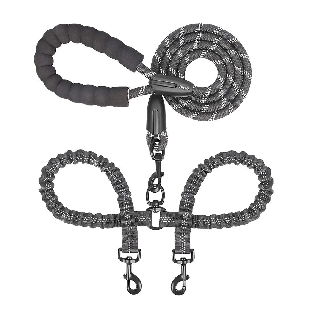 Double Dog Lead No Tangle Black