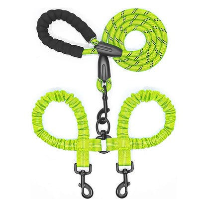 Double Dog Lead No Tangle Green